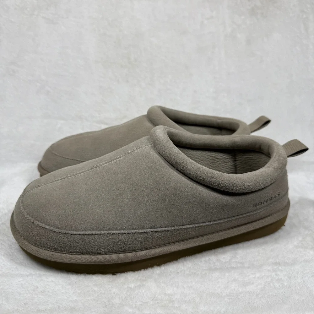 Bombas Sunday Slipper Mens Size 9 Suede Sherpa Lined Greige Taupe House Shoes